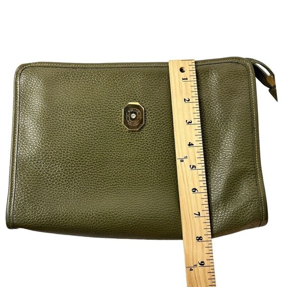 Karina Firenze Pebbled Olive Leather Clutch Made In Italy Some Interior Wear - Picture 11 of 11